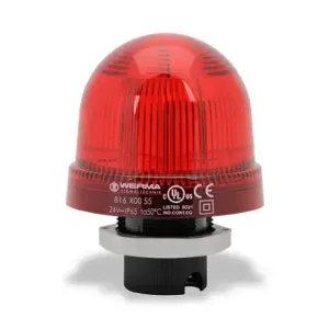 WERMA 81610055 Industrial Signal Beacon, 75mm, Red, Permanent, 37mm Mount, 24 VAC/VDC | CV6MLZ