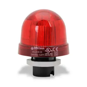 WERMA 81613055 Industrial Signal Beacon, 75mm, Red, Rotating, 37mm Mount, 24 VAC/VDC | CV6MMC