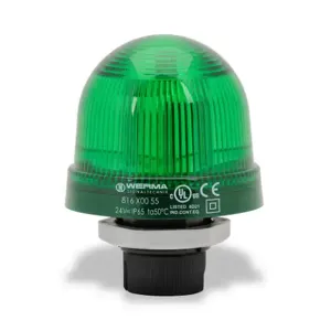 WERMA 81620055 Industrial Signal Beacon, 75mm, Green, Permanent, 37mm Mount, 24 VAC/VDC | CV6MMD