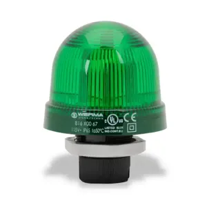 WERMA 81620067 Industrial Signal Beacon, 75mm, Green, Permanent, 37mm Mount, 115 VAC | CV6MME