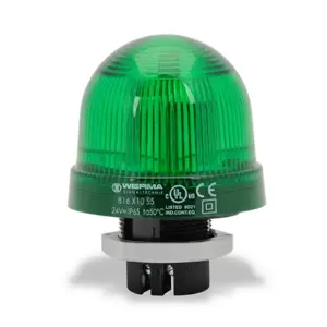 WERMA 81621055 Industrial Signal Beacon, 75mm, Green, Blinking, 37mm Mount, 24 VAC/VDC | CV6MMF