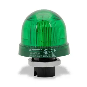 WERMA 81623055 Industrial Signal Beacon, 75mm, Green, Rotating, 37mm Mount, 24 VAC/VDC | CV6MMG