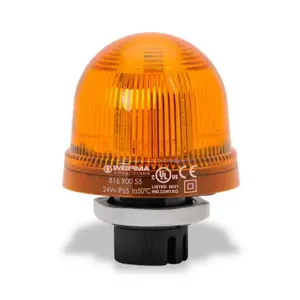 WERMA 81630055 Industrial Signal Beacon, 75mm, Yellow, Permanent, 37mm Mount, 24 VAC/VDC | CV6MMH