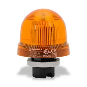 WERMA 81631055 Industrial Signal Beacon, 75mm, Yellow, Blinking, 37mm Mount, 24 VAC/VDC | CV6MMK