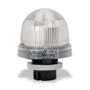 WERMA 81641055 Industrial Signal Beacon, 75mm, Clear/White, Blinking, 37mm Mount, 24 VAC/VDC | CV6MMP