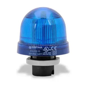 WERMA 81650055 Industrial Signal Beacon, 75mm, Blue, Permanent, 37mm Mount, 24 VAC/VDC | CV6MMR