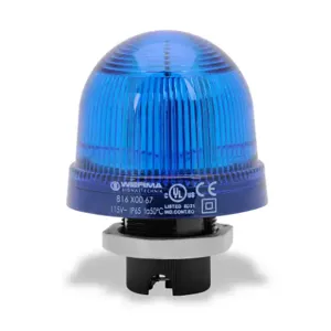 WERMA 81650067 Industrial Signal Beacon, 75mm, Blue, Permanent, 37mm Mount, 115 VAC | CV6MMT