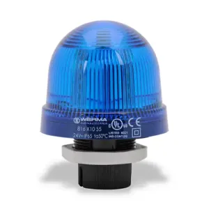 WERMA 81651055 Industrial Signal Beacon, 75mm, Blue, Blinking, 37mm Mount, 24 VAC/VDC | CV6MMU