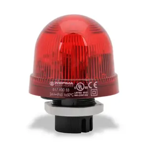 WERMA 81710055 Industrial Signal Beacon, 75mm, Red, Flashing Strobe, IP65, 37mm Mount, 24 VDC | CV6MMW