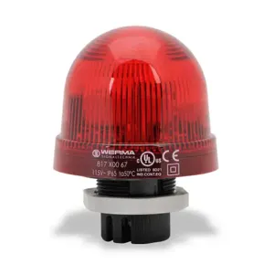 WERMA 81710067 Industrial Signal Beacon, 75mm, Red, Flashing Strobe, IP65, 37mm Mount, 115 VAC | CV6MMX