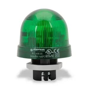 WERMA 81720055 Industrial Signal Beacon, 75mm, Green, Flashing Strobe, IP65, 37mm Mount, 24 VDC | CV6MMY