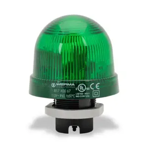 WERMA 81720067 Industrial Signal Beacon, 75mm, Green, Flashing Strobe, IP65, 37mm Mount, 115 VAC | CV6MMZ