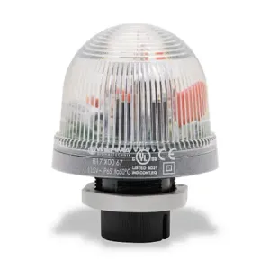 WERMA 81740067 Industrial Signal Beacon, 75mm, Clear/White, Flashing Strobe, IP65, 37mm Mount, 115 VAC | CV6MND