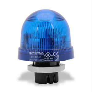WERMA 81750055 Industrial Signal Beacon, 75mm, Blue, Flashing Strobe, IP65, 37mm Mount, 24 VDC | CV6MNE