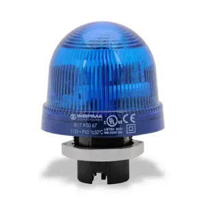 WERMA 81750067 Industrial Signal Beacon, 75mm, Blue, Flashing Strobe, IP65, 37mm Mount, 115 VAC | CV6MNF