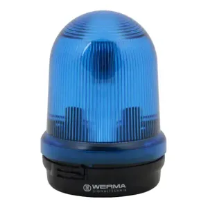 WERMA 82650000 Incandescent Industrial Signal Beacon, 98mm, Blue, Permanent, IP65, Base Mount | CV6MNQ