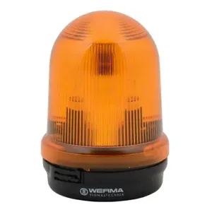 WERMA 82730077 Incandescent Industrial Signal Beacon, 98mm, Yellow, Blinking, IP65, Base Mount, 115 VAC | CV6MNY