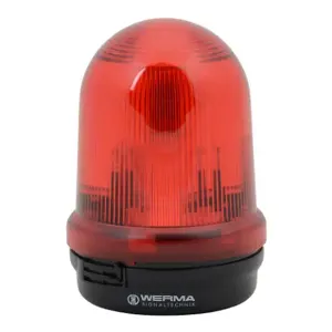 WERMA 82810067 Industrial Signal Beacon, 98mm, Red, Flashing Strobe, IP65, Base Mount, 115 VAC | CV6MPE