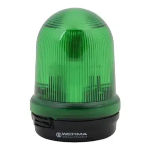 WERMA 82820055 Industrial Signal Beacon, 98mm, Green, Flashing Strobe, IP65, Base Mount, 24 VDC | CV6MPH