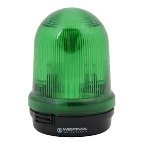 WERMA 82820067 Industrial Signal Beacon, 98mm, Green, Flashing Strobe, IP65, Base Mount, 115 VAC | CV6MPJ