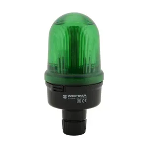 WERMA 82824055 Industrial Signal Beacon, 98mm, Green, Flashing Strobe, IP65, Tube Mount, 24 VDC | CV6MPK