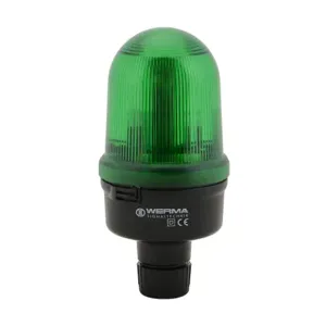 WERMA 82824067 Industrial Signal Beacon, 98mm, Green, Flashing Strobe, IP65, Tube Mount, 115 VAC | CV6MPL