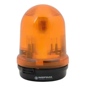 WERMA 82830067 Industrial Signal Beacon, 98mm, Yellow, Flashing Strobe, IP65, Base Mount, 115 VAC | CV6MPN