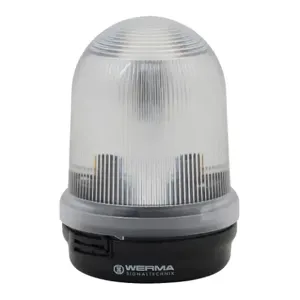 WERMA 82840055 Industrial Signal Beacon, 98mm, Clear/White, Flashing Strobe, IP65, Base Mount, 24 VDC | CV6MPR