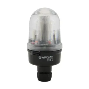 WERMA 82844055 Industrial Signal Beacon, 98mm, Clear/White, Flashing Strobe, IP65, Tube Mount, 24 VDC | CV6MPU