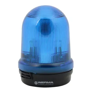 WERMA 82850055 Industrial Signal Beacon, 98mm, Blue, Flashing Strobe, IP65, Base Mount, 24 VDC | CV6MPW