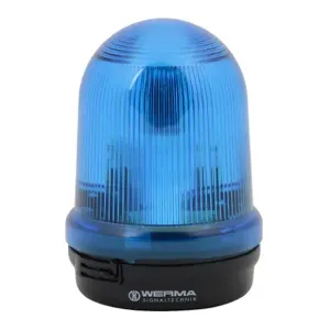 WERMA 82850067 Industrial Signal Beacon, 98mm, Blue, Flashing Strobe, IP65, Base Mount, 115 VAC | CV6MPX