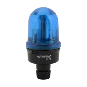 WERMA 82854067 Industrial Signal Beacon, 98mm, Blue, Flashing Strobe, IP65, Tube Mount, 115 VAC | CV6MPZ