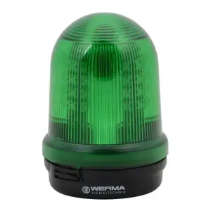 WERMA 82925055 Industrial Signal Beacon, 98mm, Green, Permanent/Blinking/Rotating, Base Mount, 24 VDC | CV6MQZ