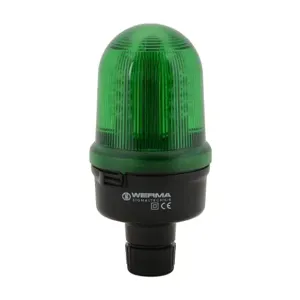 WERMA 82925755 Industrial Signal Beacon, 98mm, Green, Permanent/Blinking/Rotating, Tube Mount, 24 VDC | CV6MRA