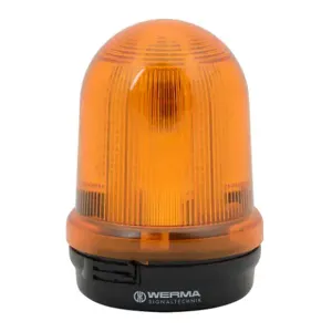 WERMA 82931068 Industrial Signal Beacon, 98mm, Yellow, Rotating, Base Mount, 115-230 VAC | CV6MRC