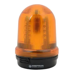 WERMA 82933067 Industrial Signal Beacon, 98mm, Yellow, Permanent, Base Mount, 115 VAC | CV6MRK