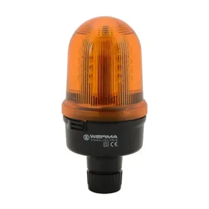 WERMA 82933767 Industrial Signal Beacon, 98mm, Yellow, Permanent, Tube Mount, 115 VAC | CV6MRL