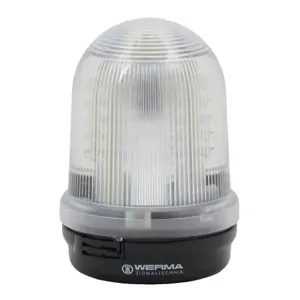 WERMA 82941068 Industrial Signal Beacon, 98mm, Clear/White, Rotating, Base Mount, 115-230 VAC | CV6MRV