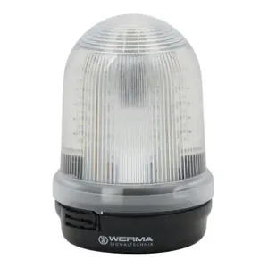 WERMA 82949055 Industrial Signal Beacon, 98mm, Clear/White, Evs Flashing, Base Mount, 24 VDC | CV6MTC