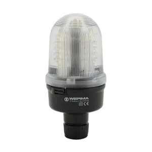 WERMA 82949768 Industrial Signal Beacon, 98mm, Clear/White, Evs Flashing, Tube Mount, 115-230 VAC | CV6MTF