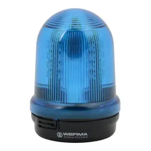 WERMA 82953067 Industrial Signal Beacon, 98mm, Blue, Permanent, Base Mount, 115 VAC | CV6MTN