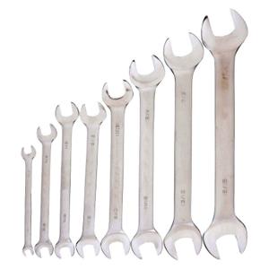 WESTWARD 1EYD7 Open End Wrench Set, Alloy Steel, Satin, 8 Tools, 1/4 Inch To 1 Inch Range Of Head Sizes | CU9YER