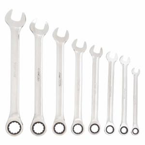 WESTWARD 1LCC7 Combination Wrench Set, Alloy Steel, Chrome, 8 Tools | CU9ZQR
