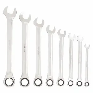 WESTWARD 1LCC7 Combination Wrench Set, Alloy Steel, Chrome, 8 Tools | CU9ZQR