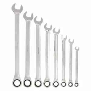 WESTWARD 1LCC9 Combination Wrench Set, Alloy Steel, Chrome, 8 Tools | CU9ZQT