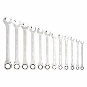 WESTWARD 20PH18 Combination Wrench Set, Alloy Steel, Chrome, 12 Tools, 8 mm to 19 mm Range of Head Sizes | CU9ZQM
