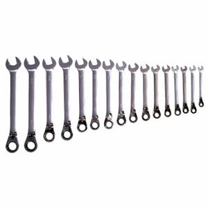 WESTWARD 20PH22 Combination Wrench Set, Alloy Steel, Chrome, 16 Tools, 8 mm to 25 mm Range of Head Sizes | CU9ZQN