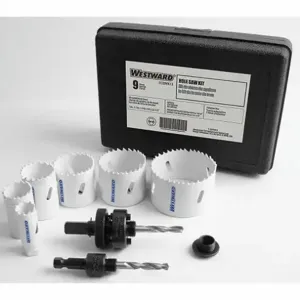 WESTWARD 29VX13 Hole Saw Electricians Kit 9 Pcs. | AF9EQP