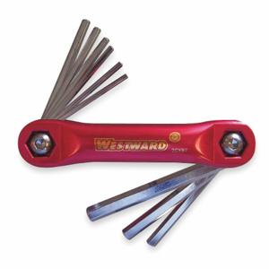 WESTWARD 2CYB7 Hex Key Set 5/64 - 1/4 Inch Fold-up | AB9GAV