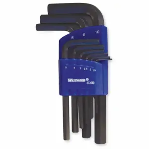 WESTWARD 2CYB9 Hex Key Set 1.5 - 10mm L-shaped Short | AB9GAX